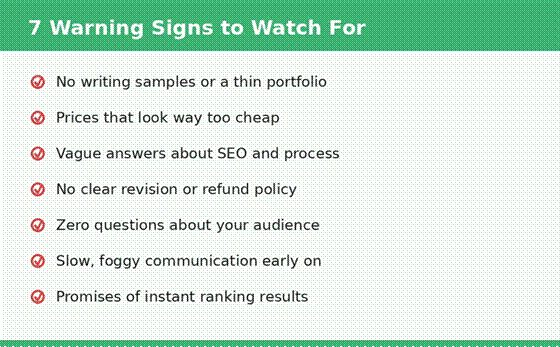 Seven warning signs to watch for when hiring a content writing service