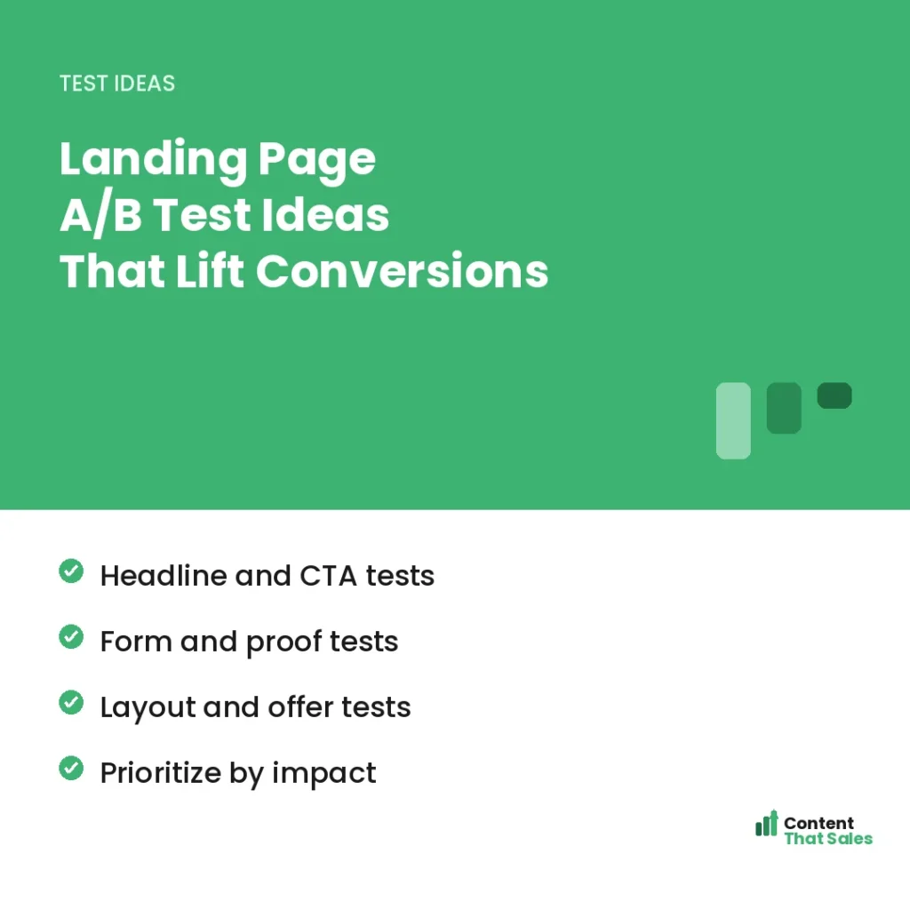 Landing page A/B test ideas that lift conversions by Content That Sales