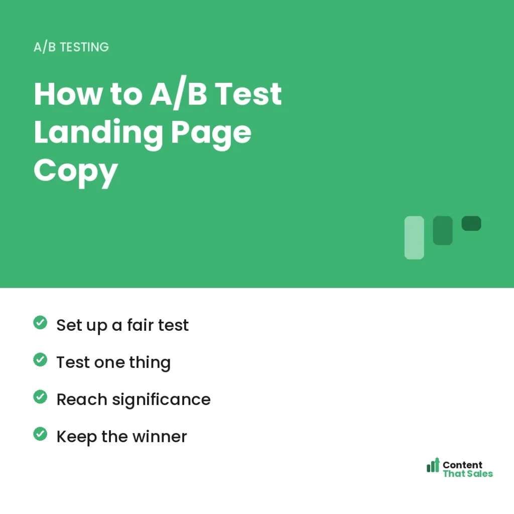How to A/B test landing page copy by Content That Sales