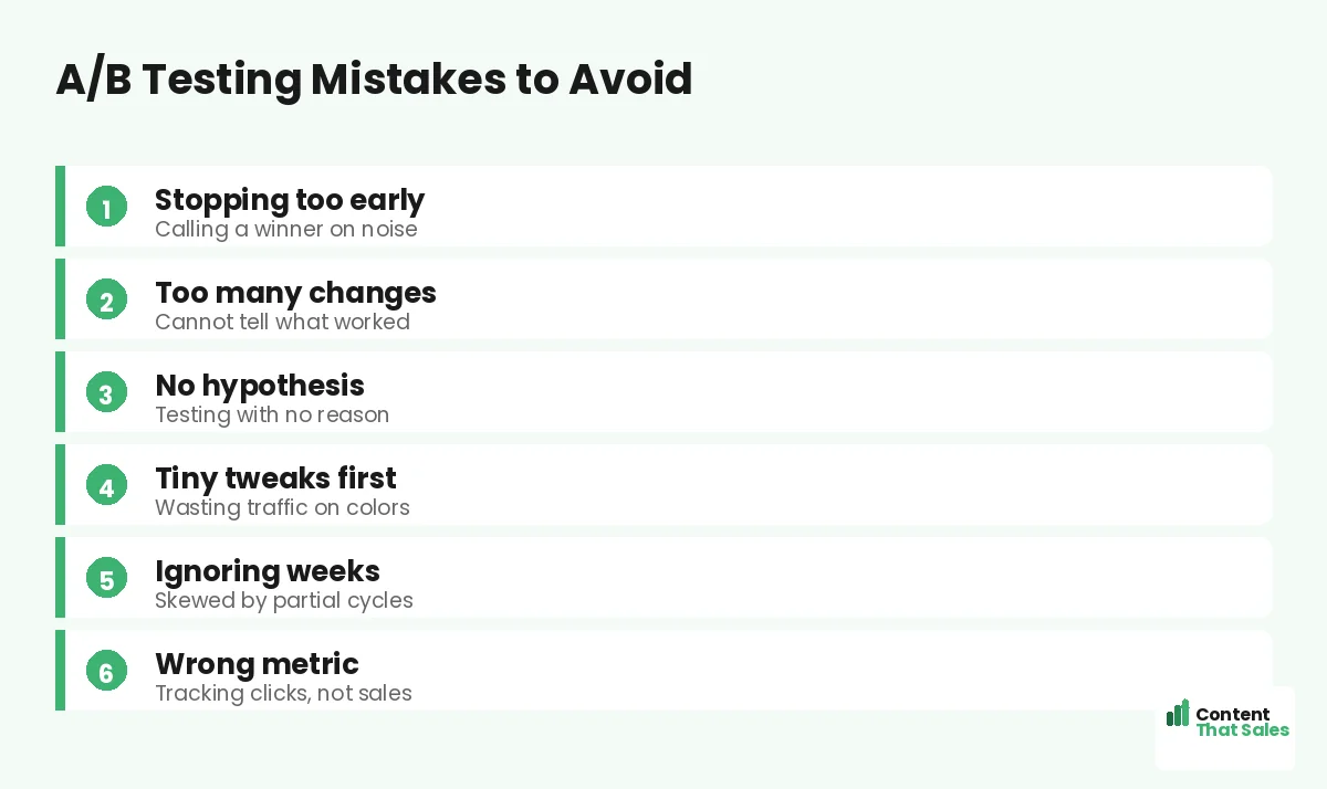 A/B testing mistakes to avoid by Content That Sales