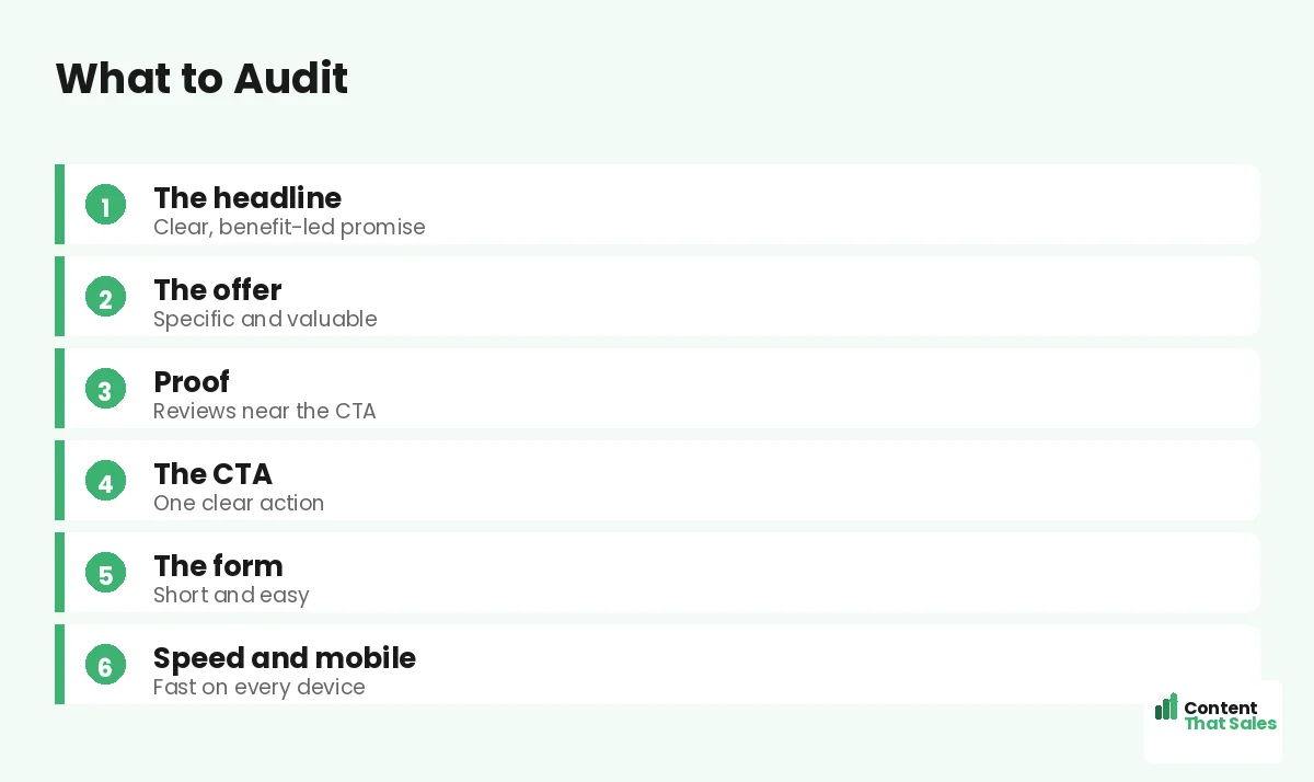 What to audit by Content That Sales