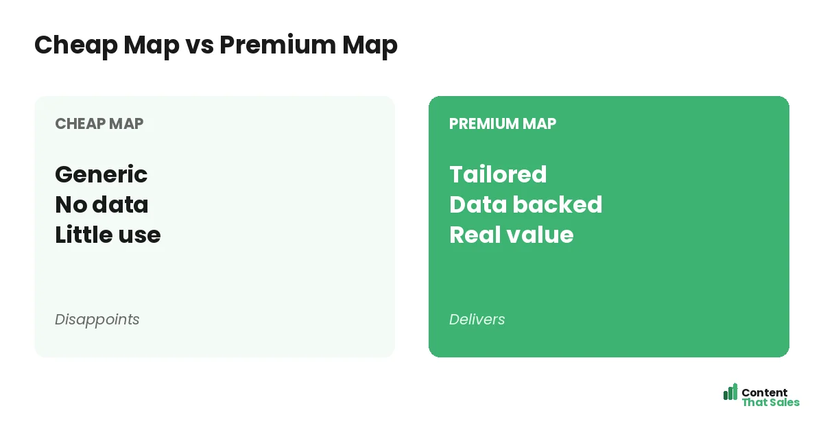 Cheap map versus premium map by Content That Sales