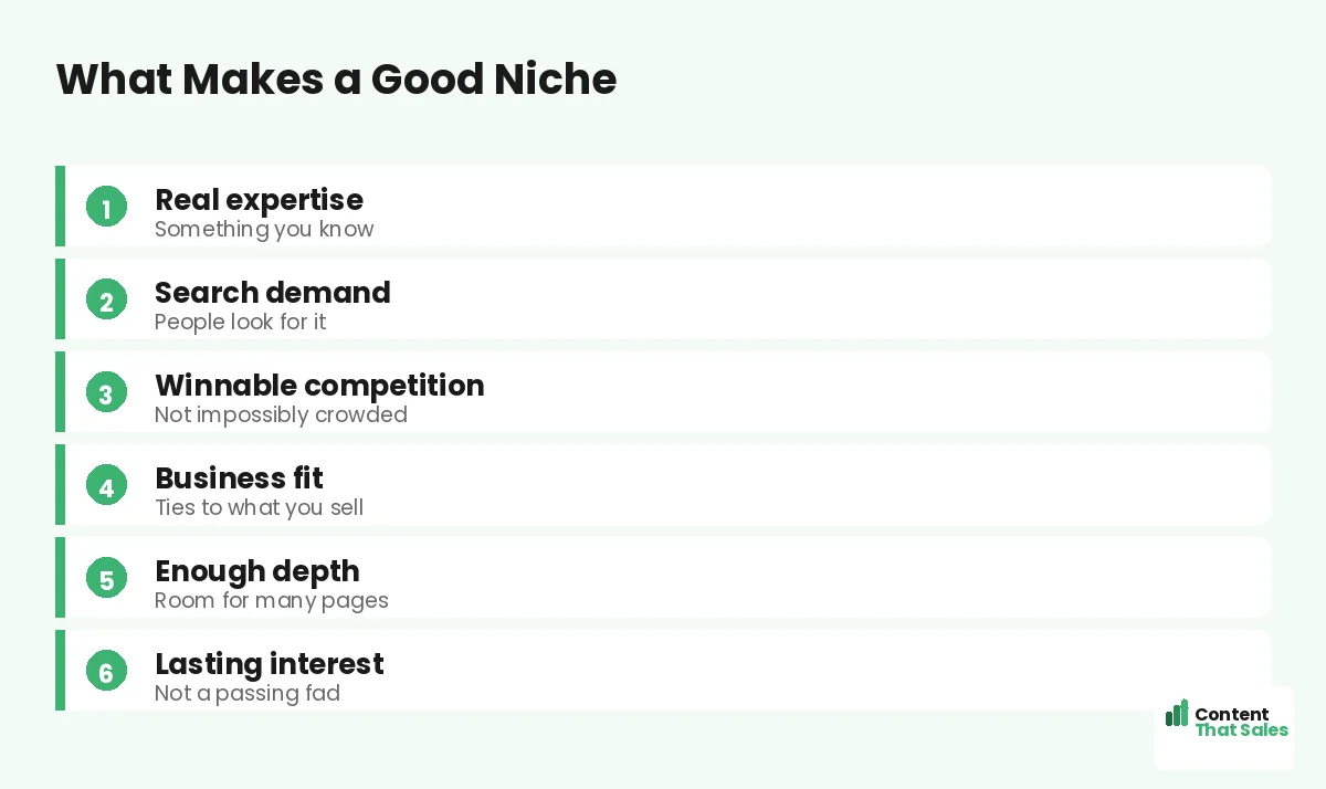 What makes a good niche by Content That Sales