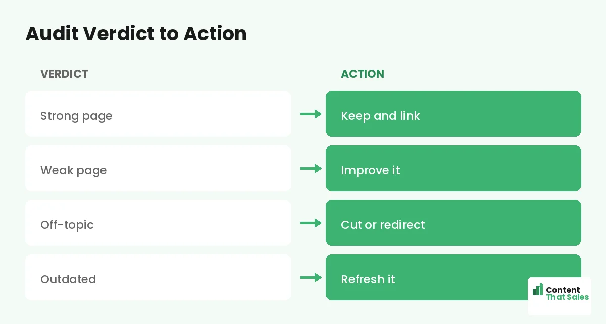 Audit verdict to action by Content That Sales