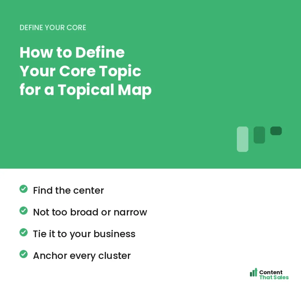 How to define your core topic for a topical map by Content That Sales