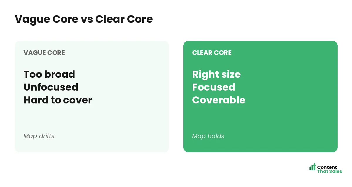 Vague core versus clear core by Content That Sales