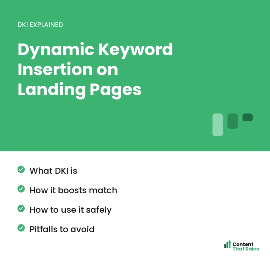 Dynamic keyword insertion on landing pages by Content That Sales