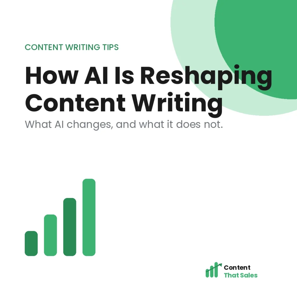 How AI is reshaping content writing services featured graphic by Content That Sales