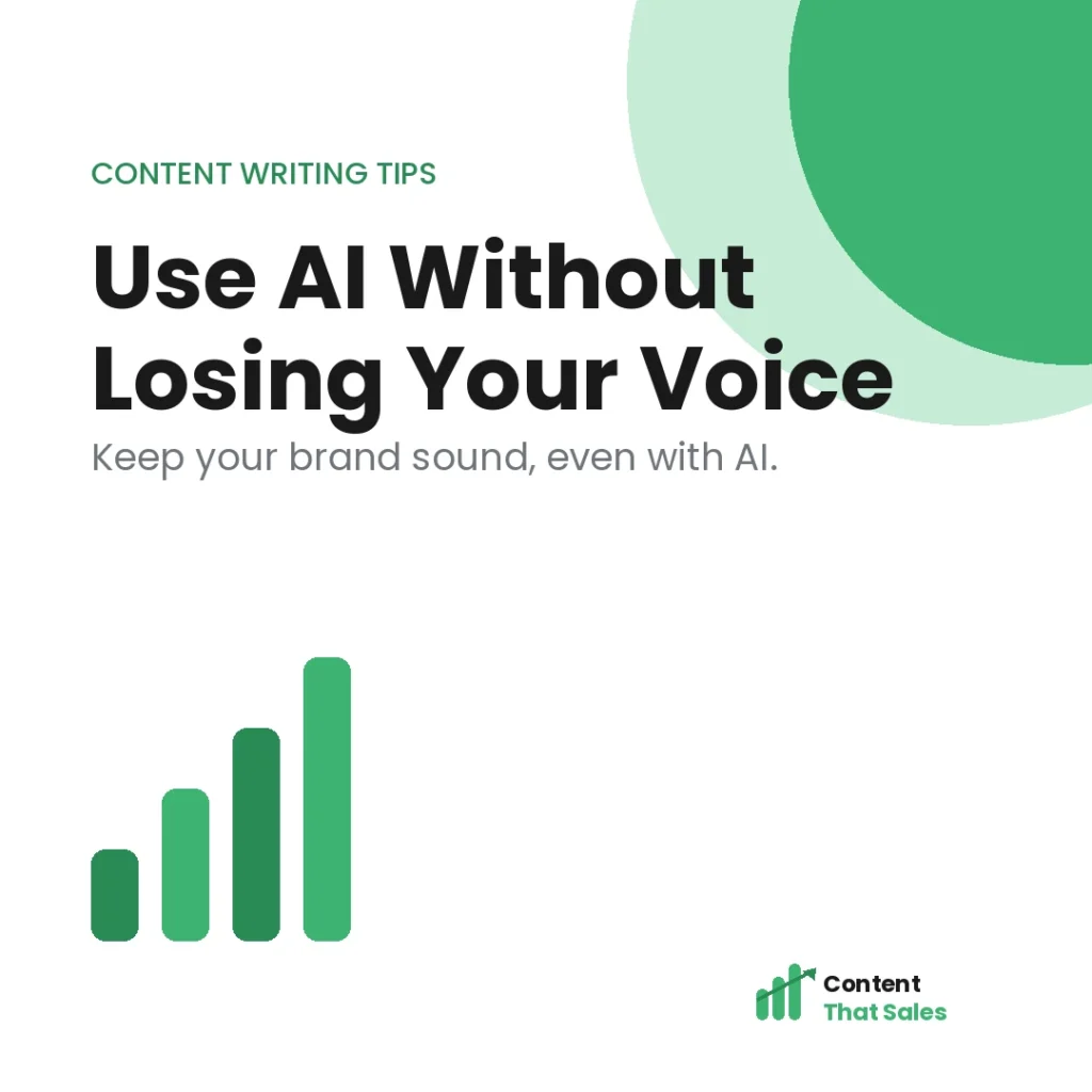 How to use AI without losing brand voice featured graphic by Content That Sales