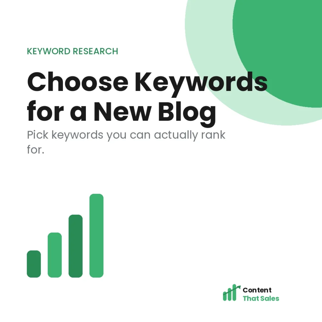How to choose keywords for a new blog featured graphic by Content That Sales