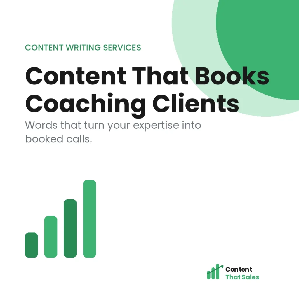 Content writing services for coaches and consultants featured graphic by Content That Sales