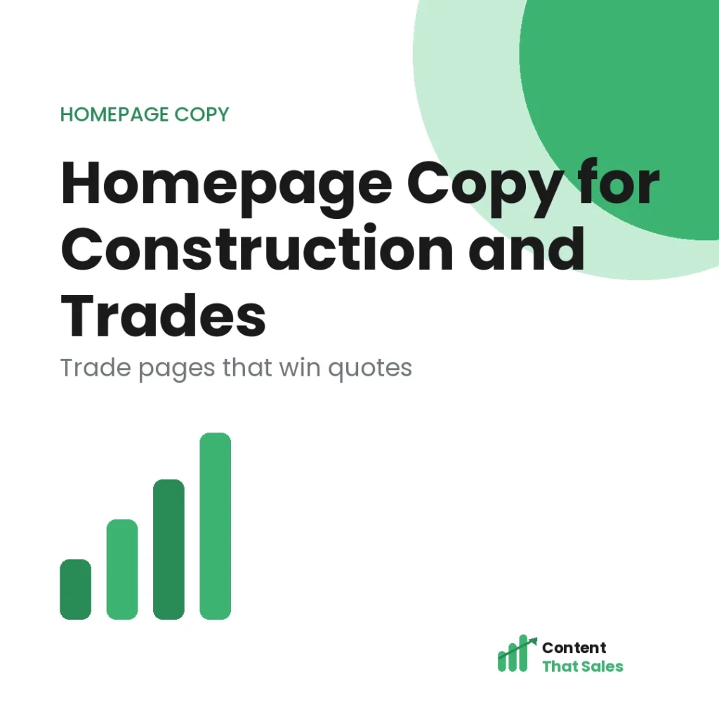Homepage copy for construction and trade businesses
