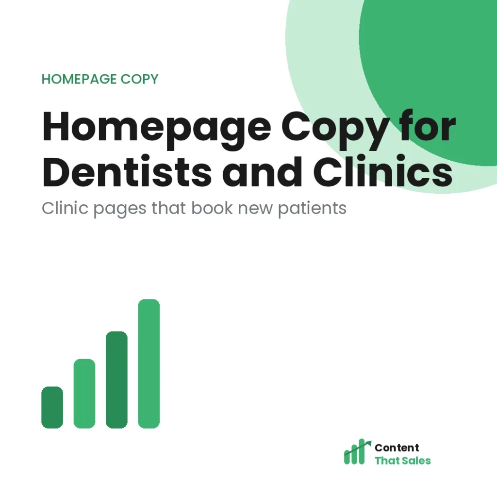 Homepage copy for dentists and medical clinics