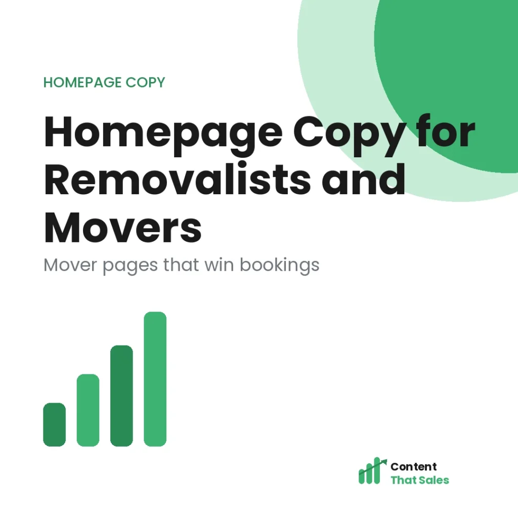 Homepage copy for removalists and movers