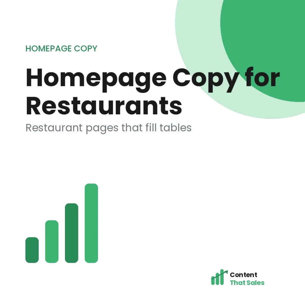 Homepage copy for restaurants