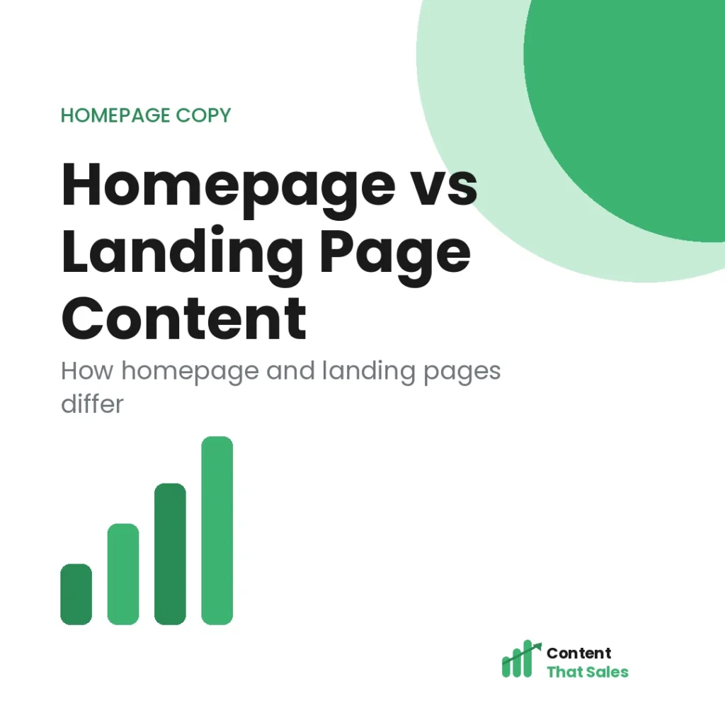 Homepage content vs landing page content differences