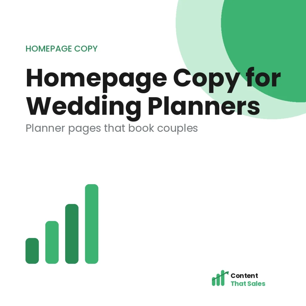 Homepage copy for wedding planners