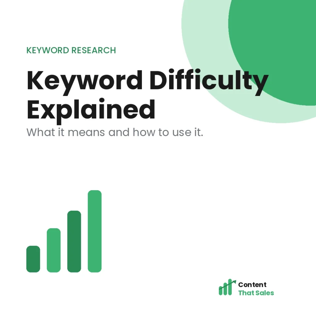 Keyword difficulty what it means and how to use it featured graphic by Content That Sales