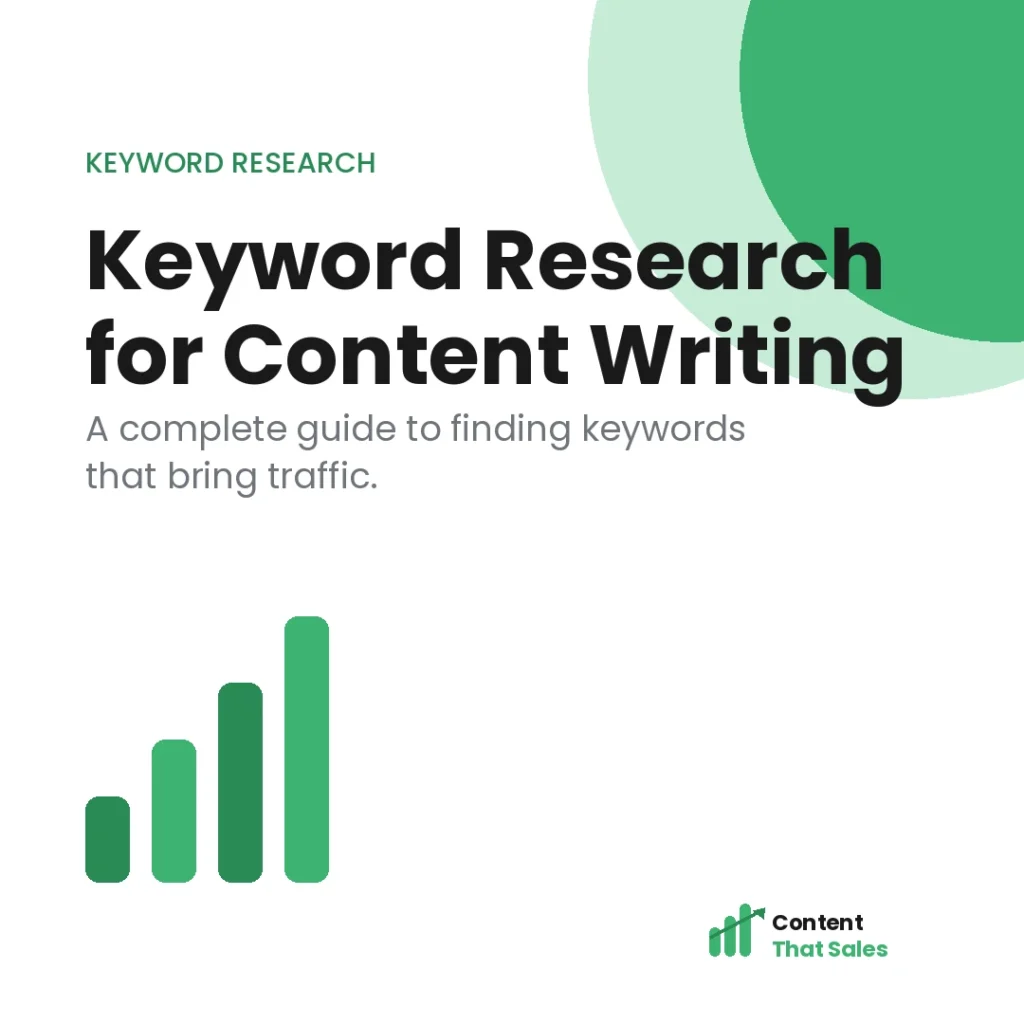Keyword research for content writing complete guide featured graphic by Content That Sales