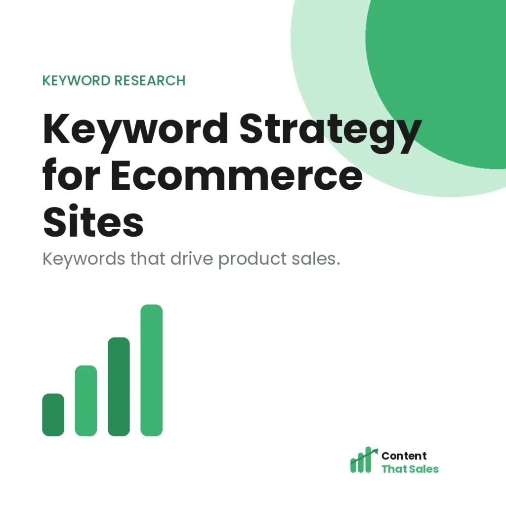 Keyword research strategy for ecommerce sites featured graphic by Content That Sales