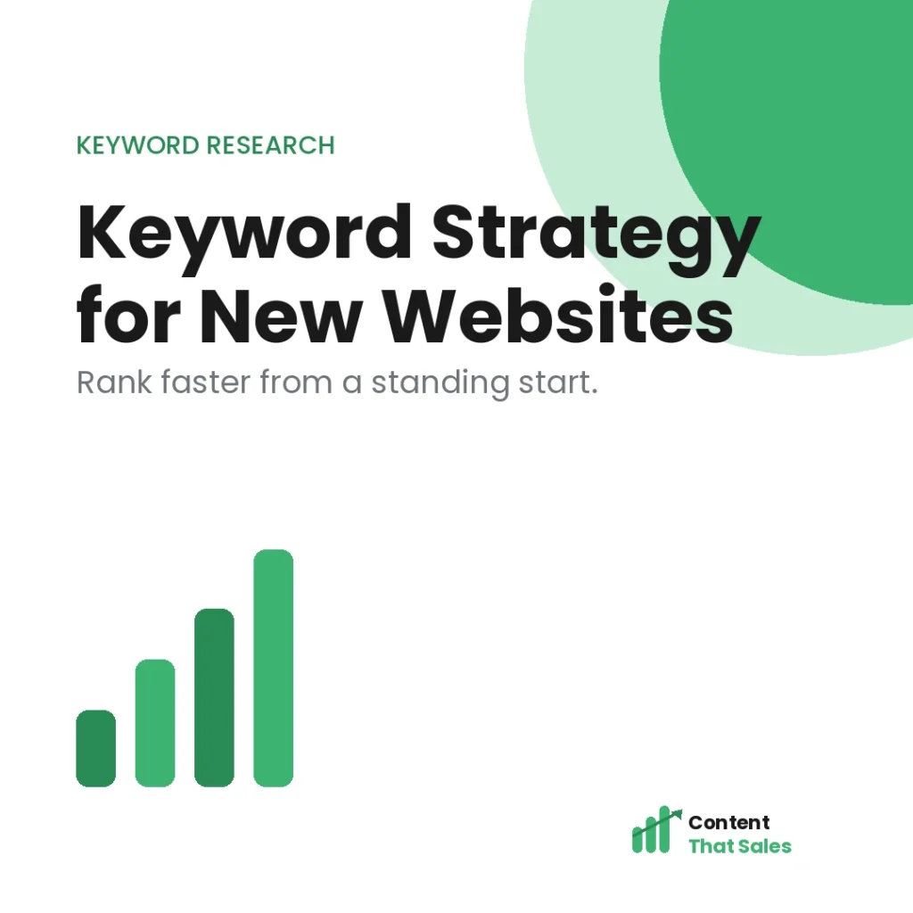 Keyword research strategy for new websites featured graphic by Content That Sales