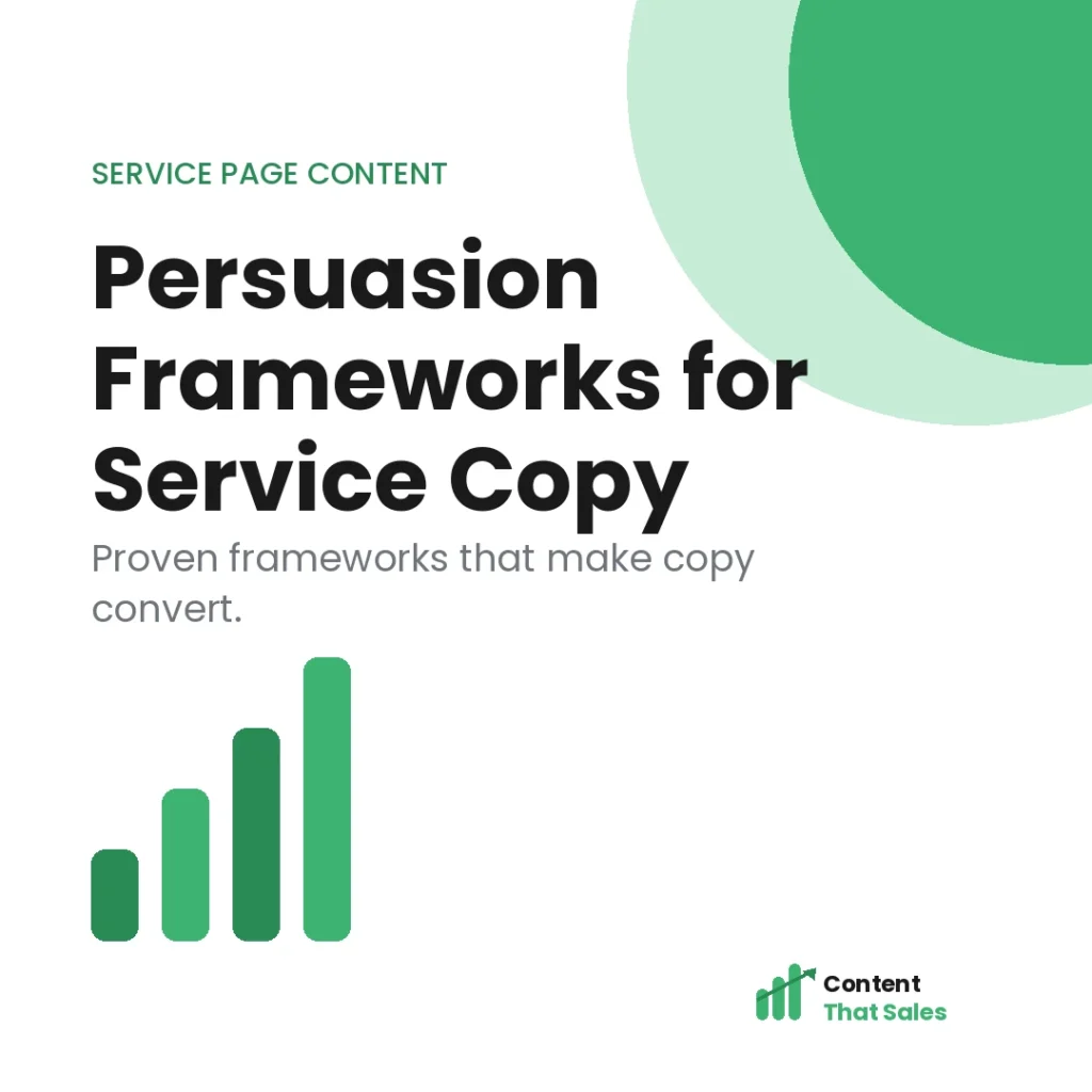 Persuasion frameworks for service page copy