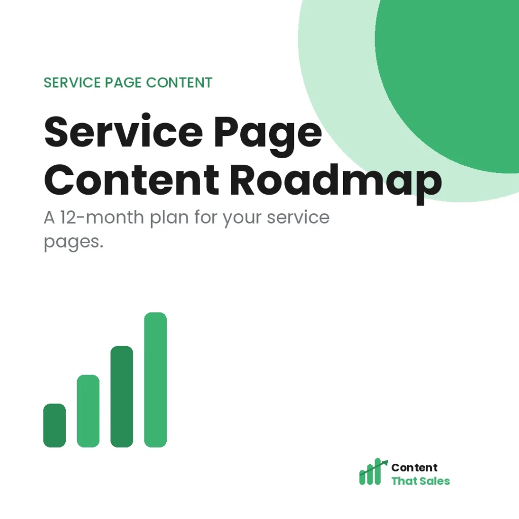 Service page content roadmap for 12 months
