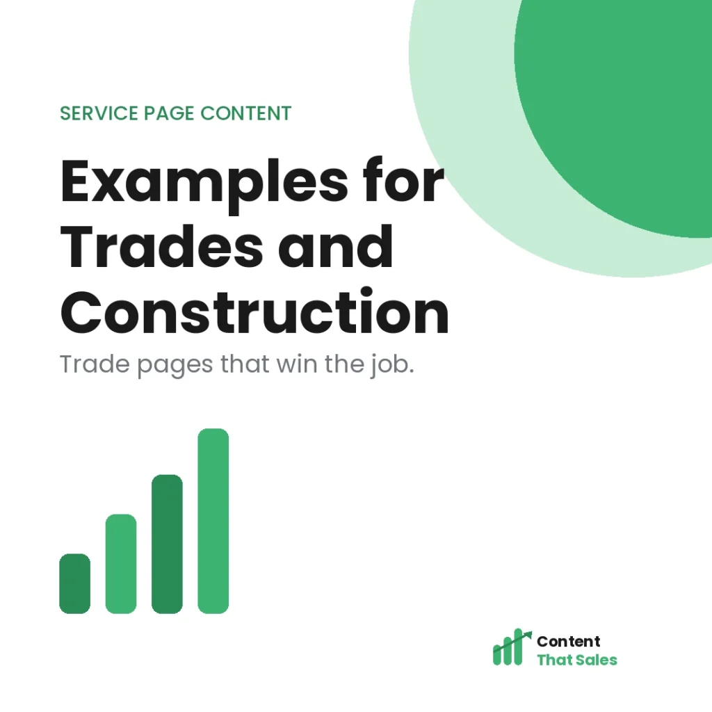 Service page examples for trades and construction