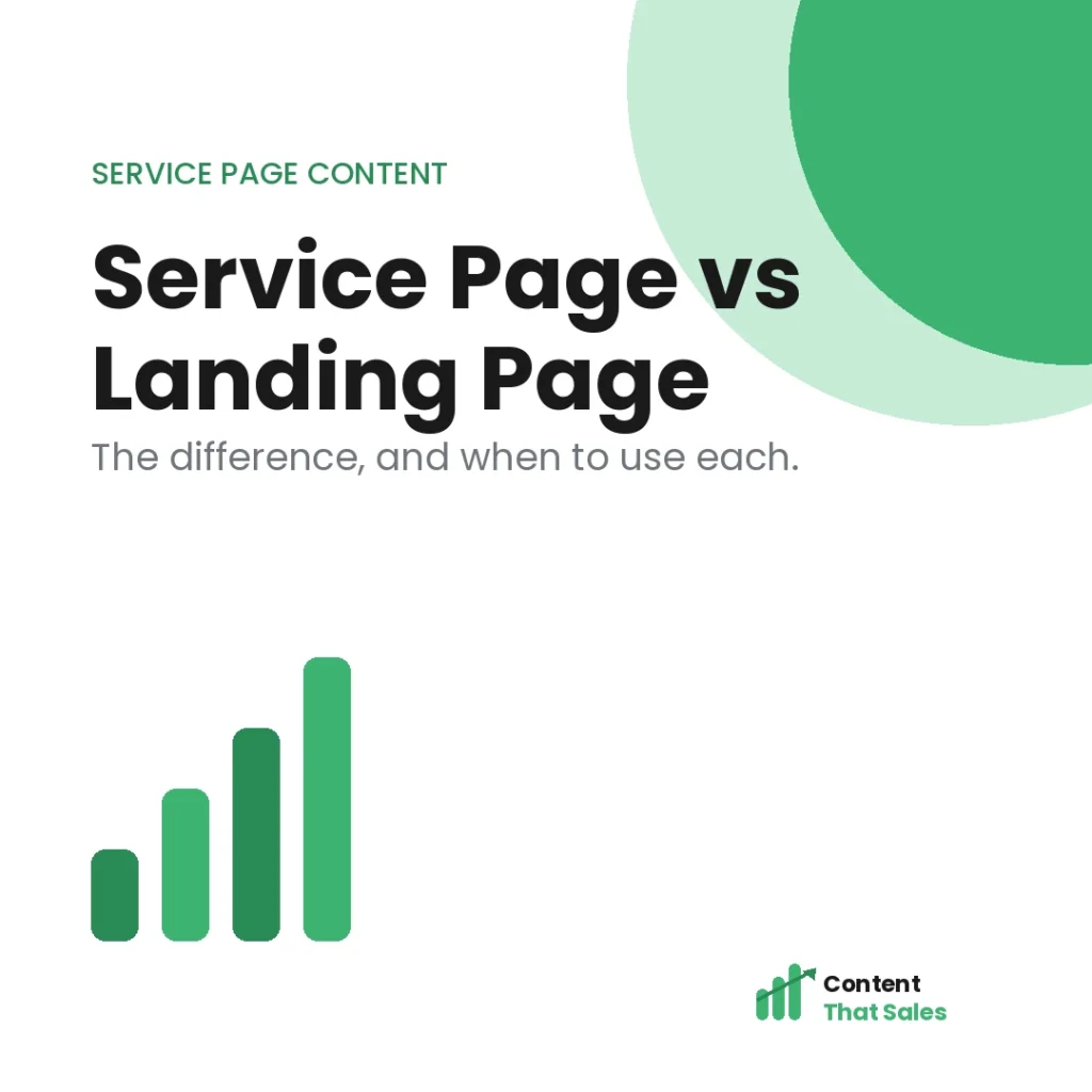 Service page vs landing page difference