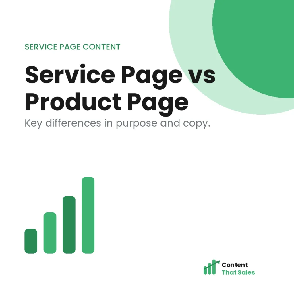 Service page vs product page key differences