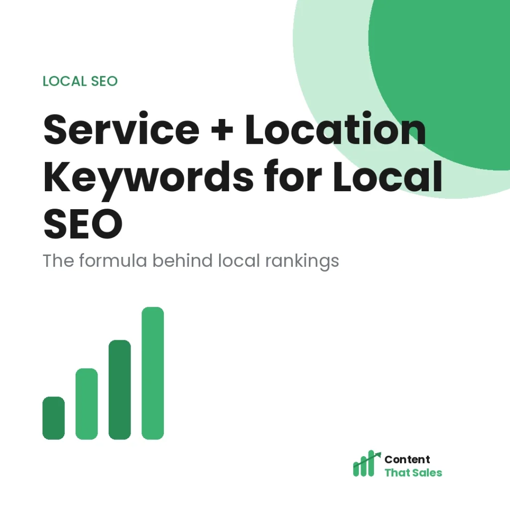 Service plus location keywords for local SEO