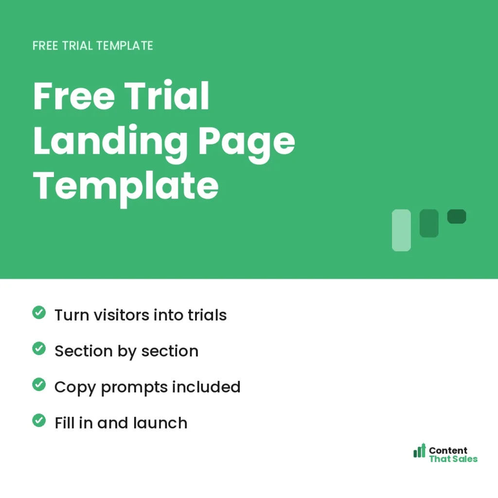 Free trial landing page template by Content That Sales