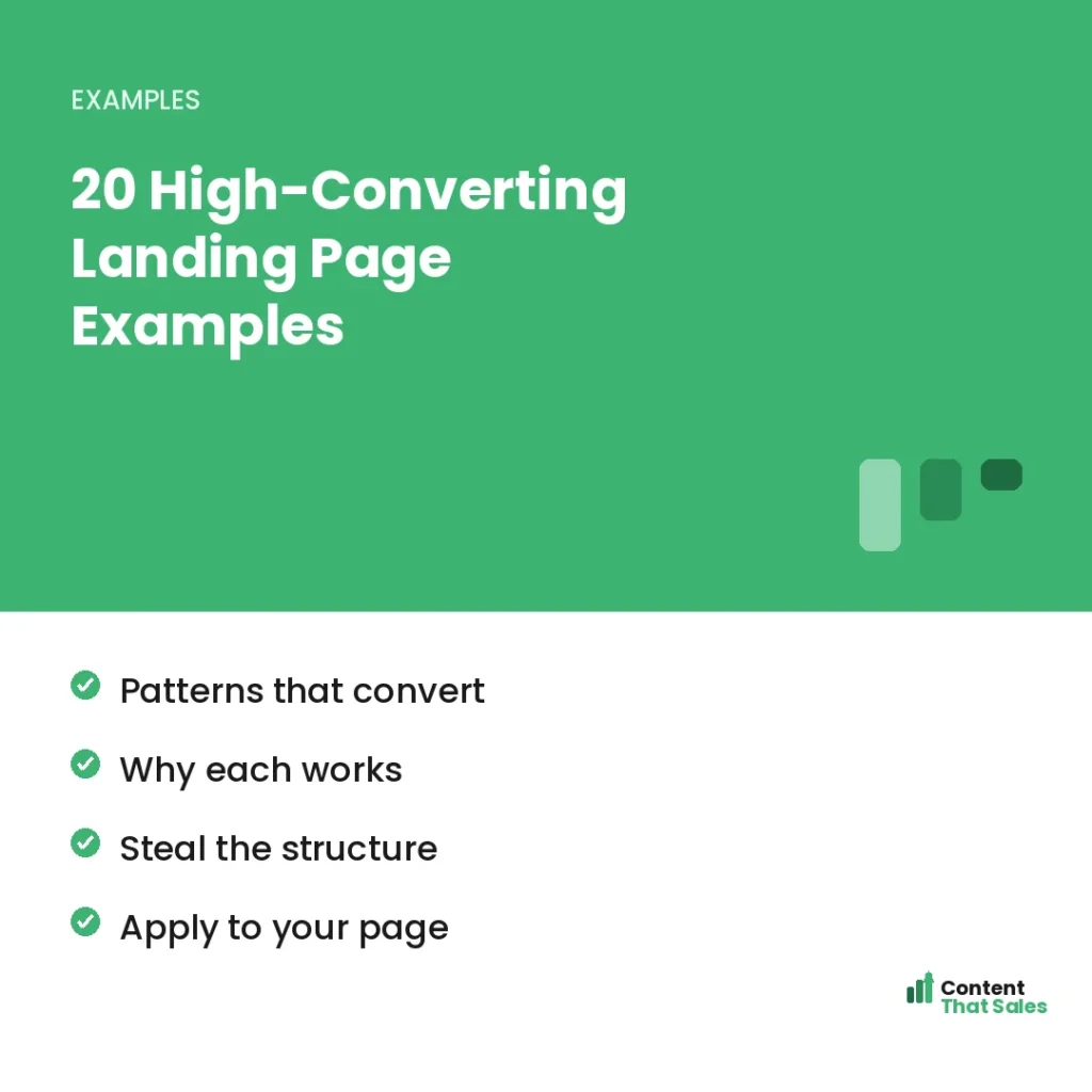 20 high-converting landing page examples by Content That Sales