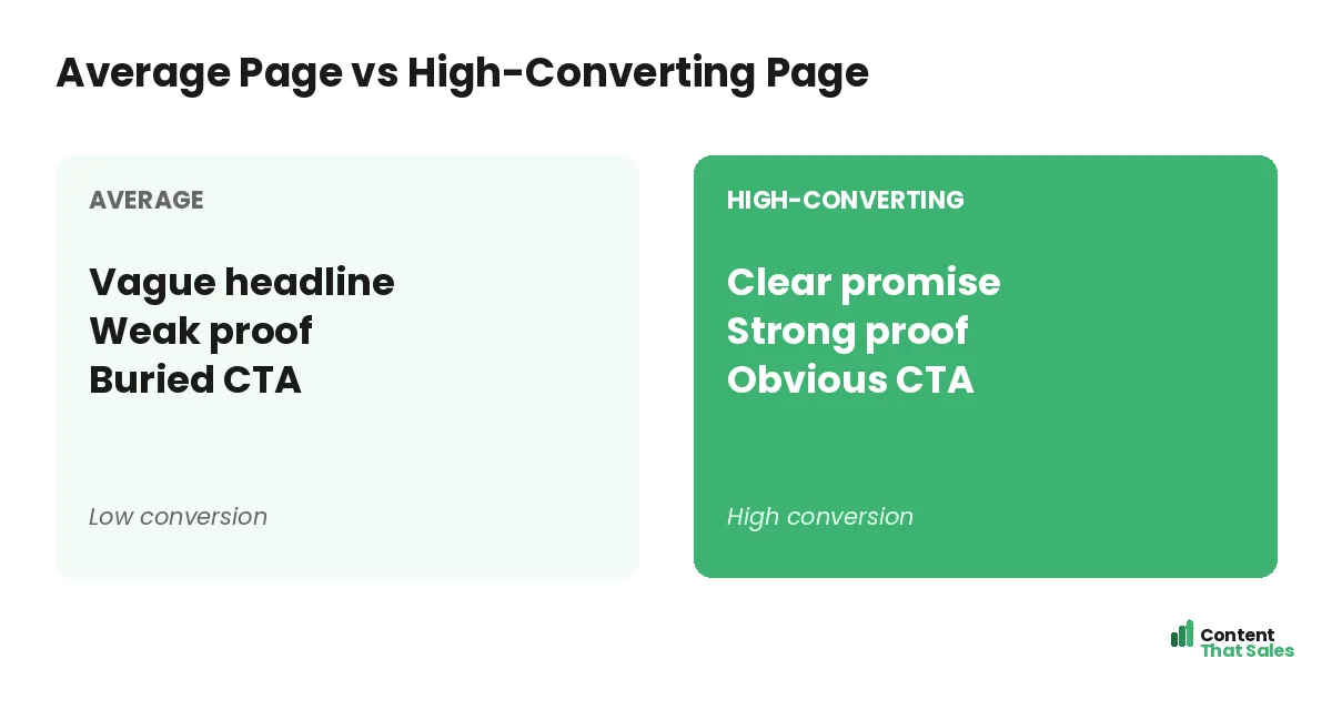 Average page versus high-converting page by Content That Sales