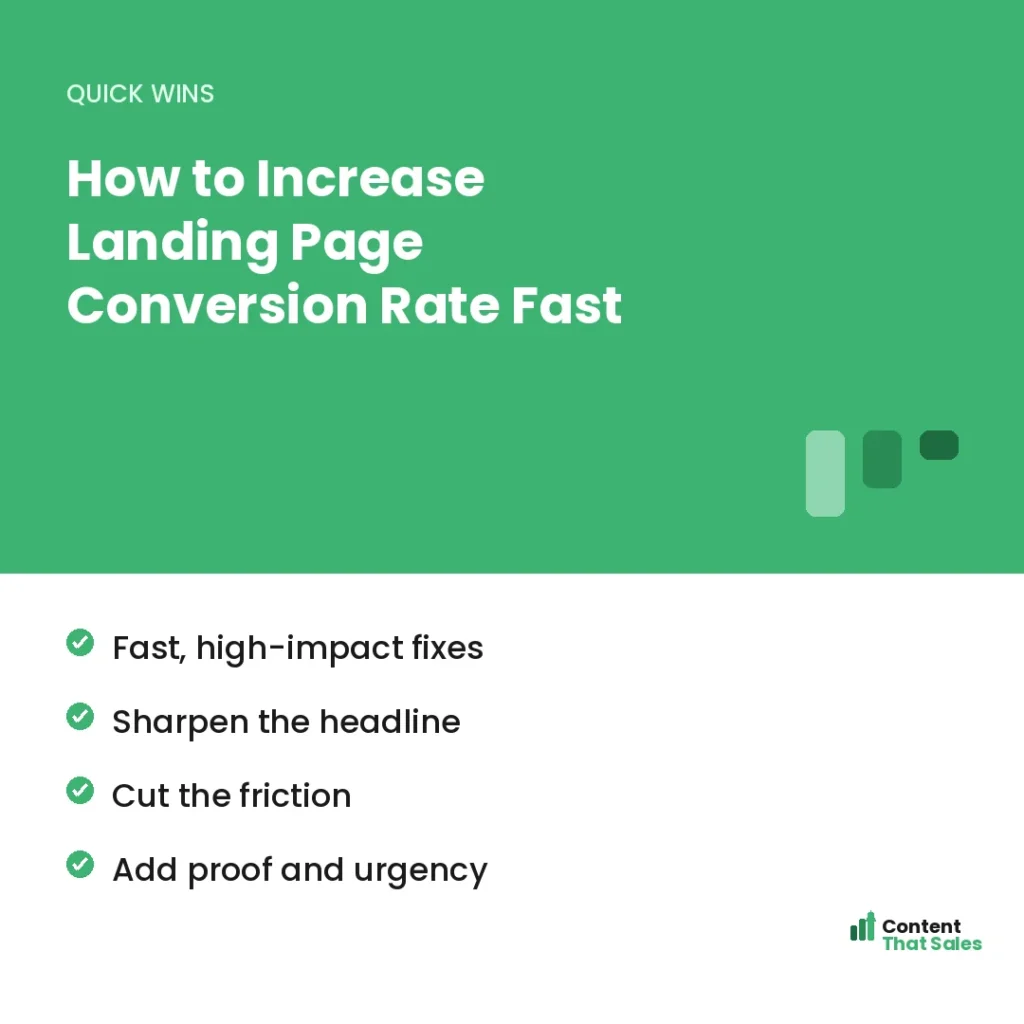 How to increase landing page conversion rate fast by Content That Sales