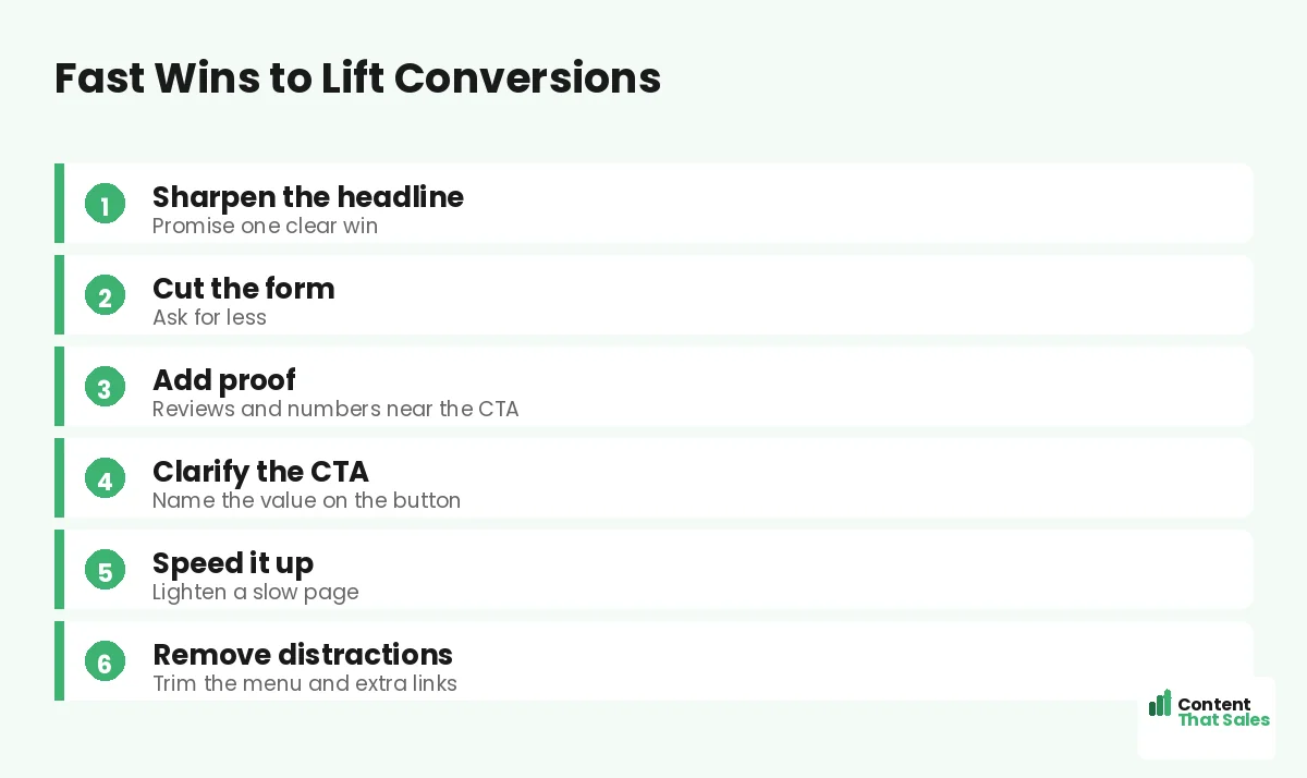 Fast wins to lift conversions by Content That Sales