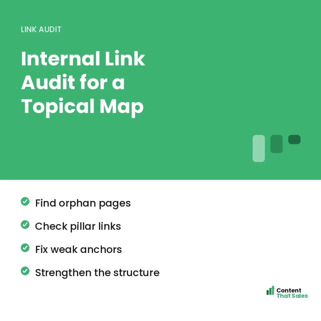 Internal link audit for a topical map by Content That Sales
