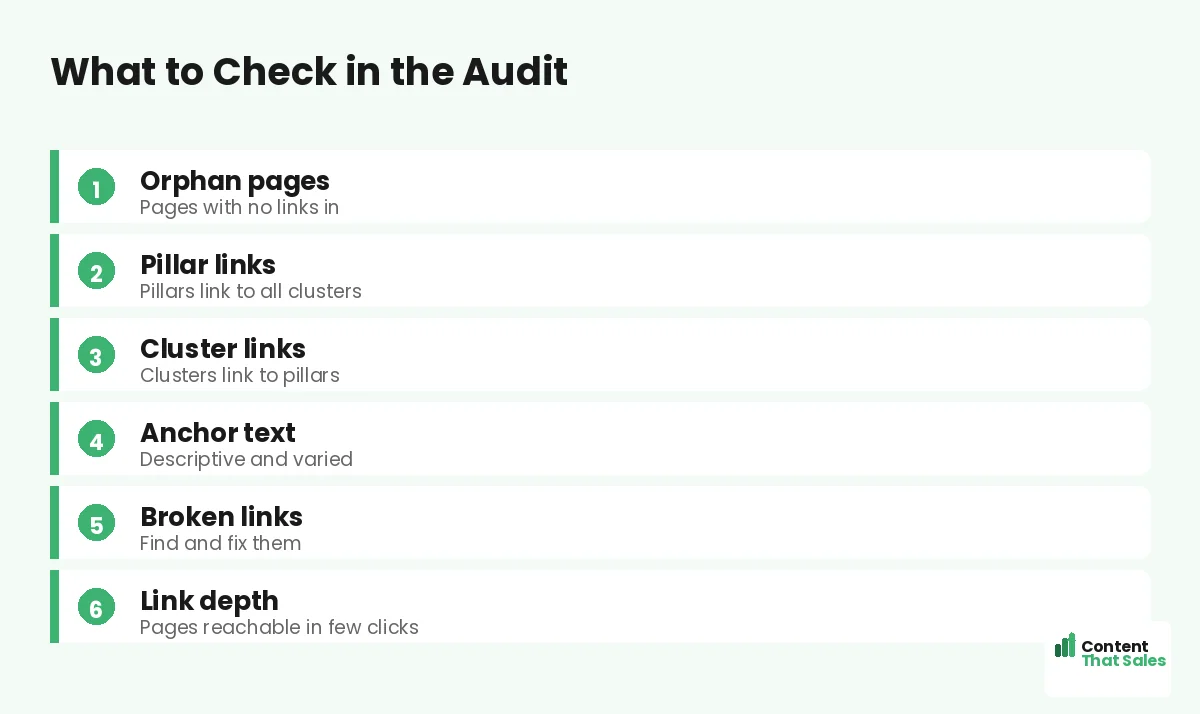 What to check in the audit by Content That Sales