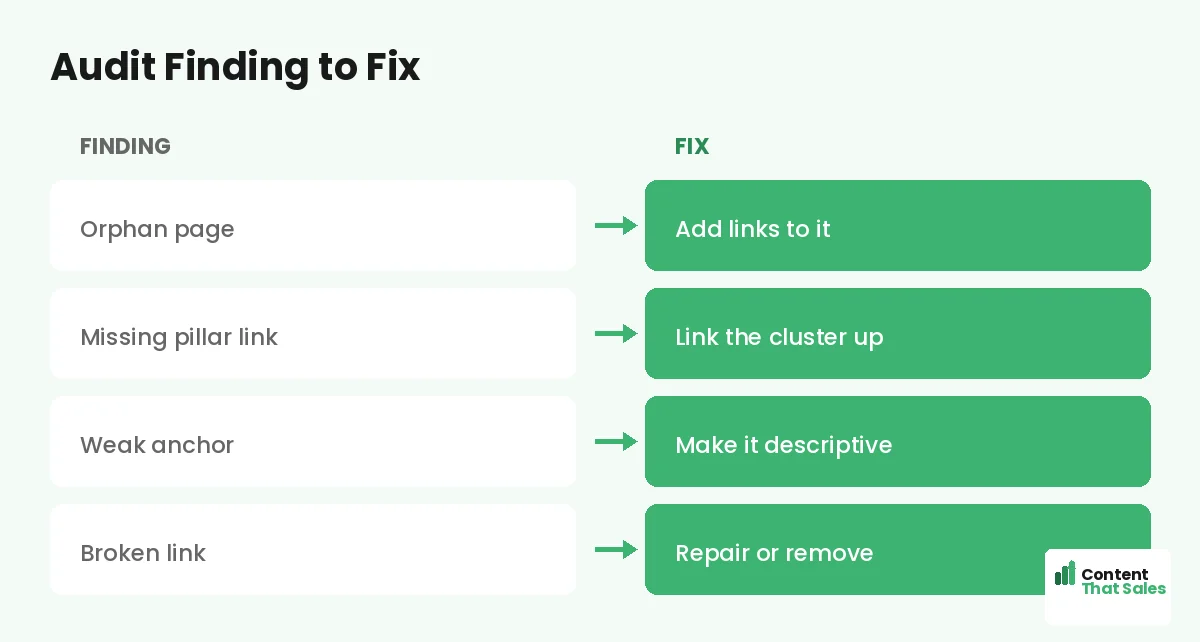 Audit finding to fix by Content That Sales