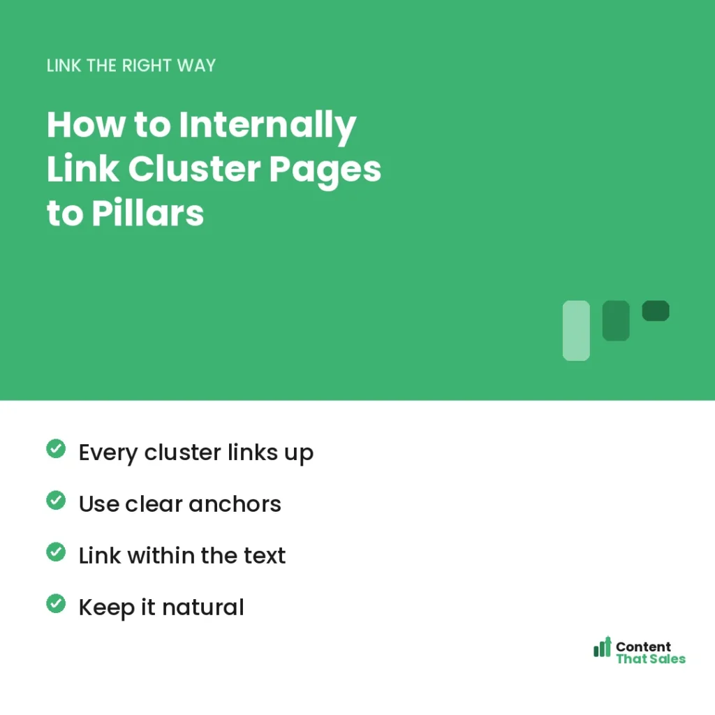 How to internally link cluster pages to pillars by Content That Sales