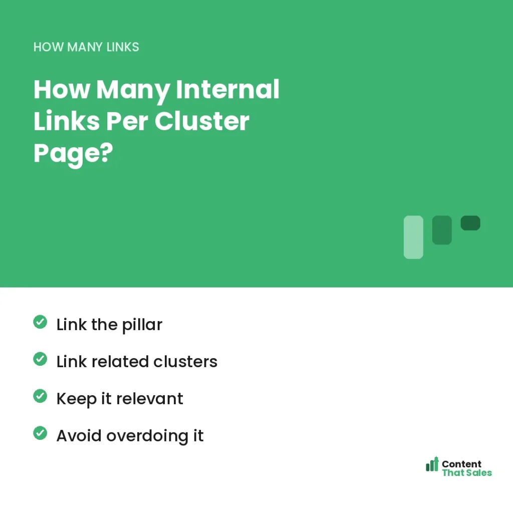 How many internal links per cluster page by Content That Sales