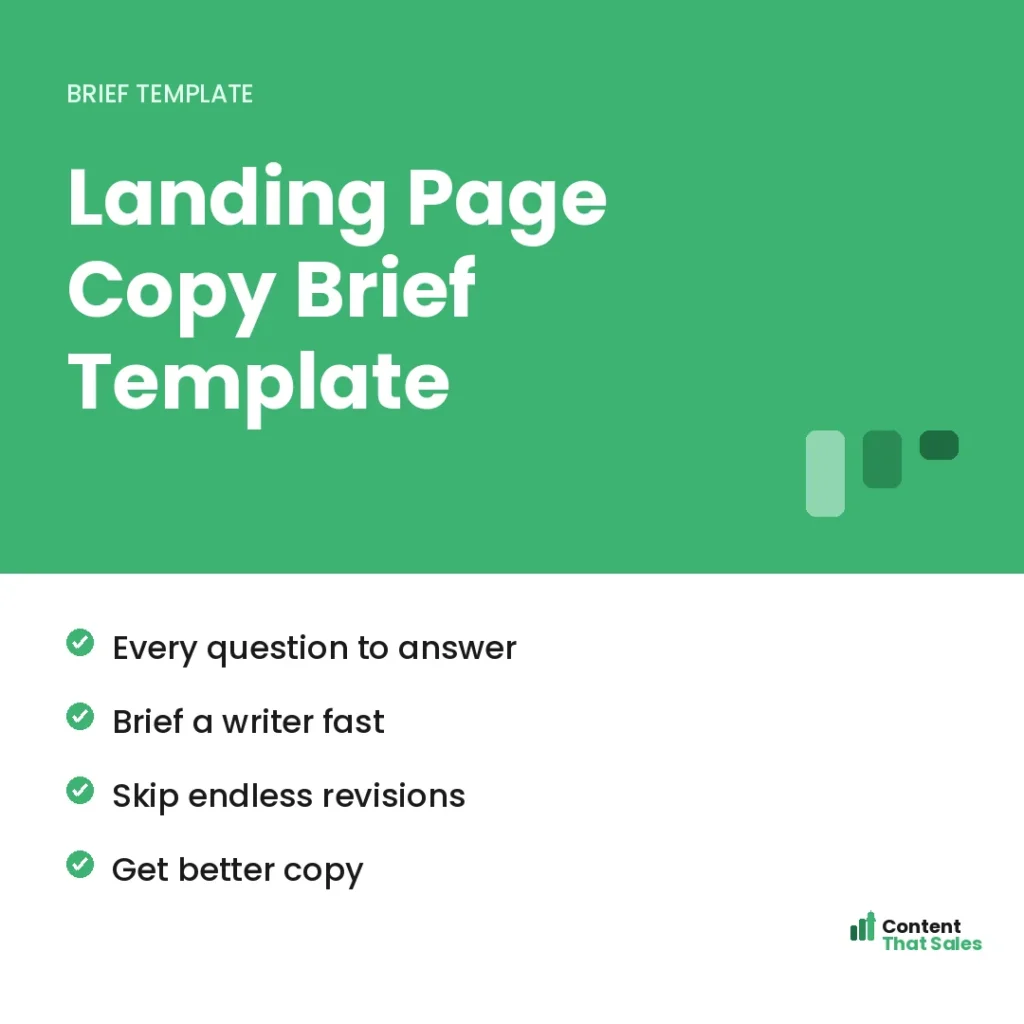 Landing page copy brief template by Content That Sales