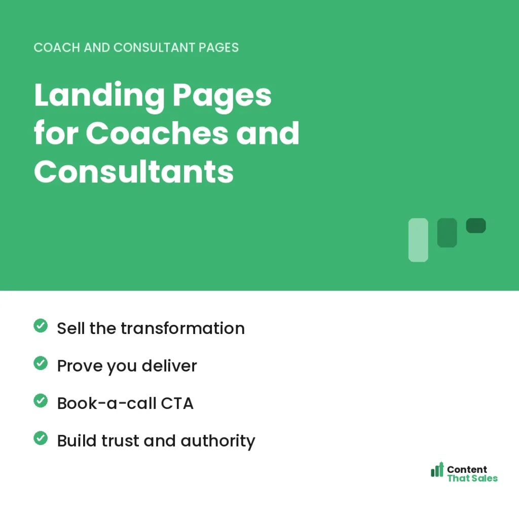 Landing pages for coaches and consultants by Content That Sales