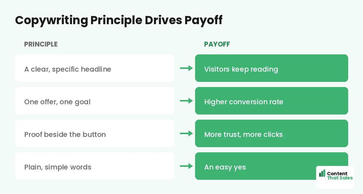 Copywriting principle drives payoff chart by Content That Sales