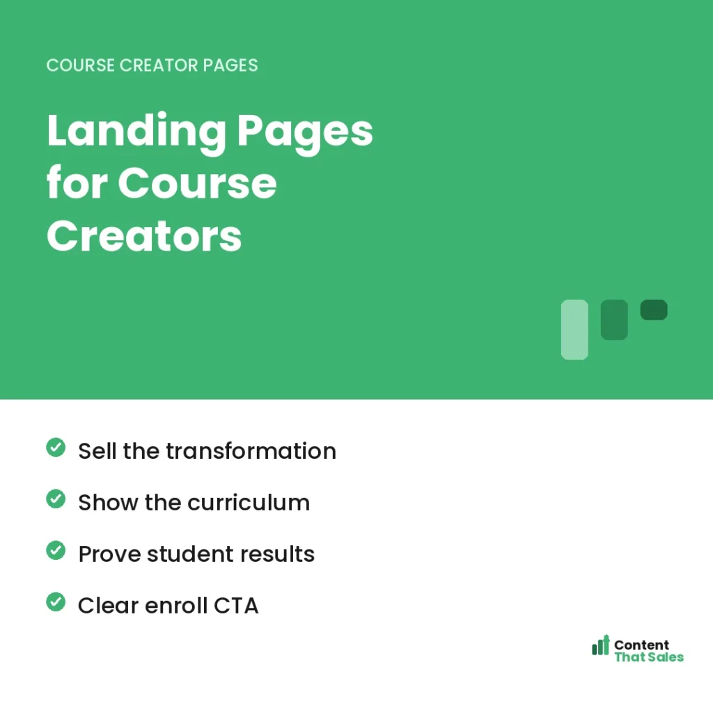 Landing pages for course creators by Content That Sales