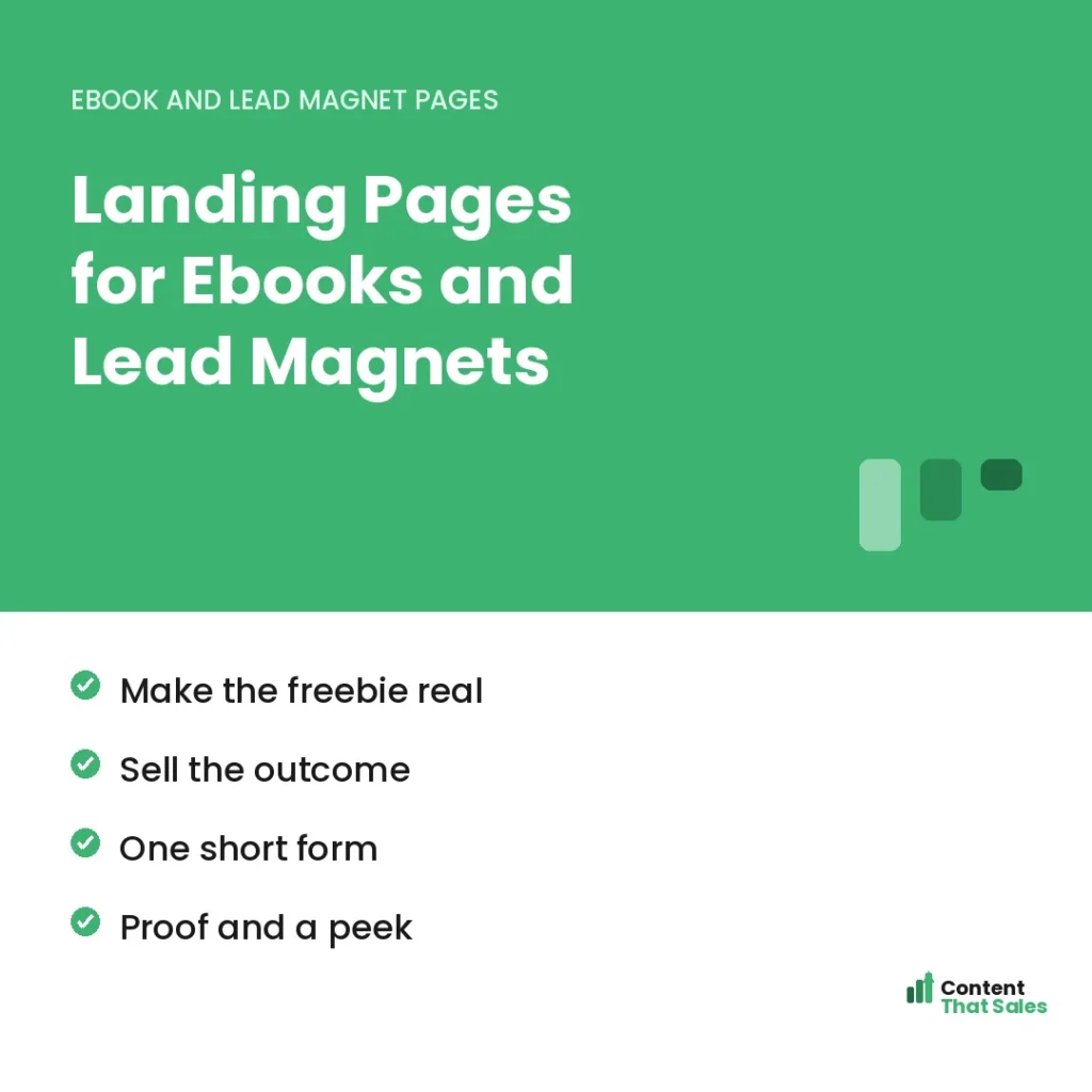 Landing pages for ebooks and lead magnets by Content That Sales