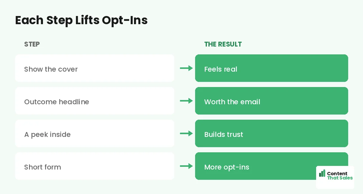 Each step lifts opt-ins by Content That Sales