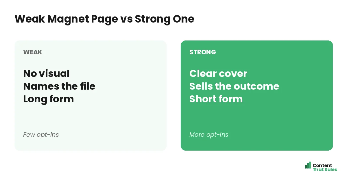 Weak magnet page versus strong one by Content That Sales