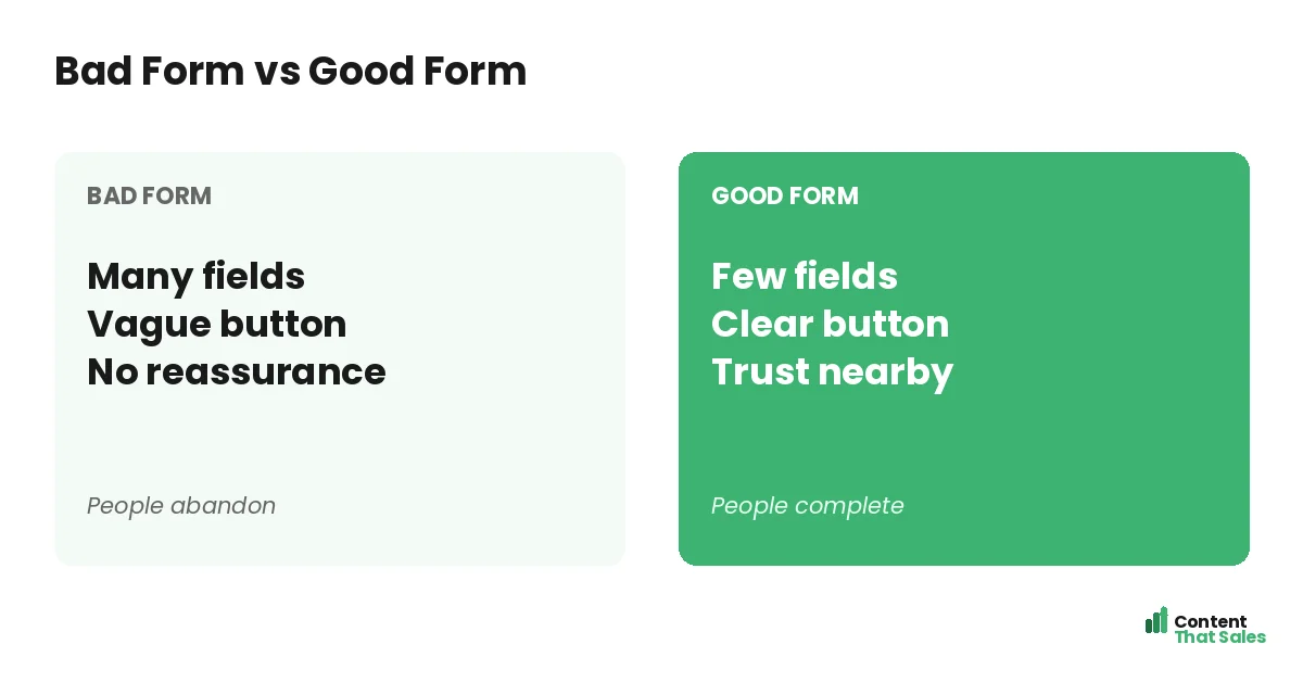 Bad form versus good form by Content That Sales