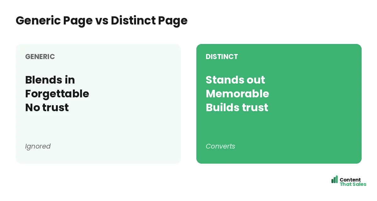 Generic page versus distinct page by Content That Sales
